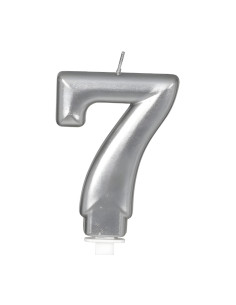 Vela color plata nº7 | Ducaval | Envíos 24/48 horas