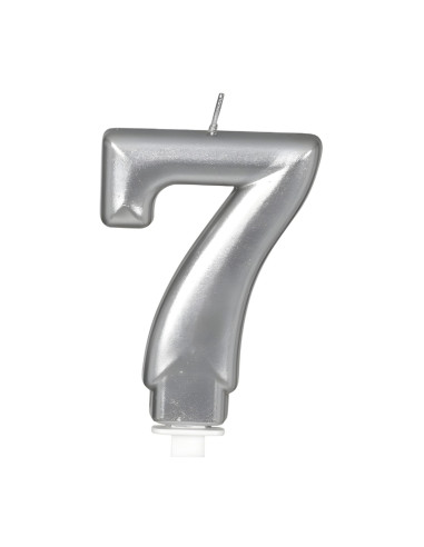 Vela color plata nº7 | Ducaval | Envíos 24/48 horas