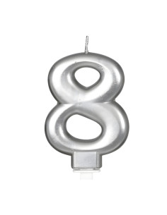 Vela color plata nº8 | Ducaval | Envíos 24/48 horas
