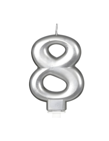 Vela color plata nº8 | Ducaval | Envíos 24/48 horas