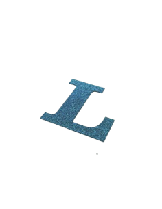 Letra L con purpurina azul 188 x 200 mm. Ducaval envios 24/48 horas