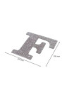 Letra F con purpurina plata 203 x 200 mm. Ducaval envios 24/48 horas