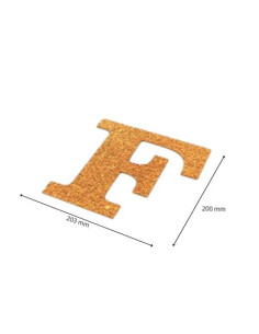 Letra F con purpurina oro 203 x 200 mm. Ducaval envios 24/48  horas