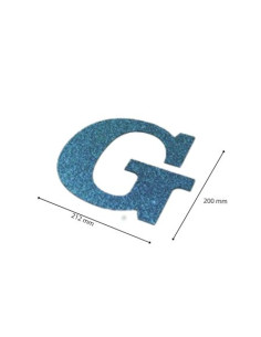 Letra G con purpurina azul 212 x 200 mm