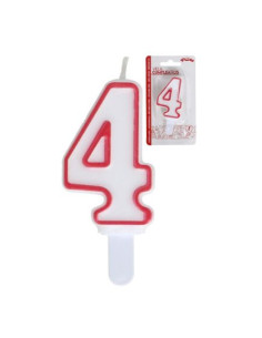 Vela cumpleaños rojo/blanco 4 | Ducaval | Envías 24/48 horas 