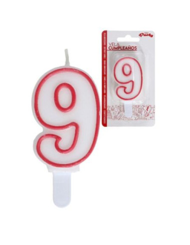 Velas cumpleaños rojo/blanco 9  | Ducaval | Envías 24/48 horas 