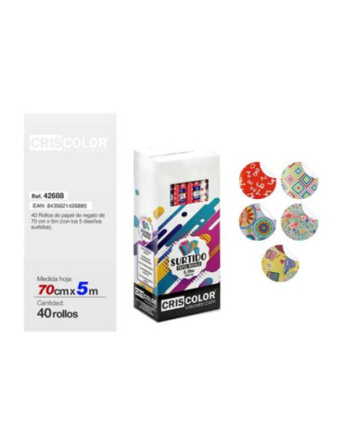 Papel regalo 70 cm x 5 m surtido | Ducaval | Envías 24/48 horas 