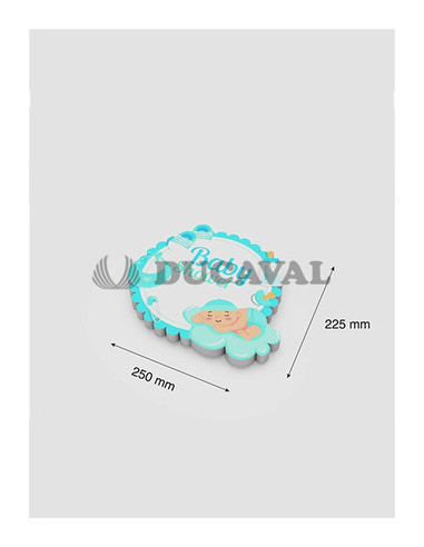 Baby shower azul de papel base corcho 250x225mm