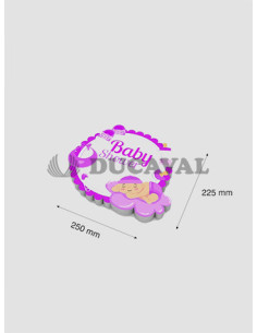 Baby shower rosa de papel base corcho 250x225mm. Ducaval envios 24/48
