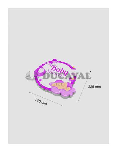 Baby shower rosa de papel base corcho 250x225mm. Ducaval envios 24/48