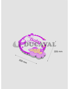 Baby shower rosa de papel base corcho 250x225mm. Ducaval envios 24/48