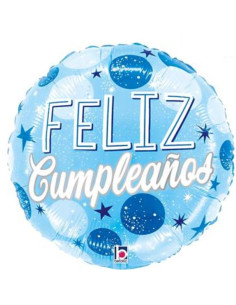 Globo foil feliz cumpleaños estrellas azules 18" | Ducaval | Envías 2