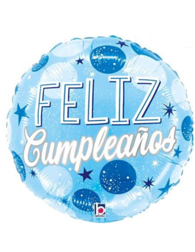 Globo foil feliz cumpleaños estrellas azules 18" | Ducaval | Envías 2
