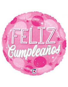 Globo foil feliz cumpleaños estrellas rosa 18" | Ducaval | Envías 24/