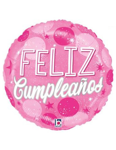 Globo foil feliz cumpleaños estrellas rosa 18" | Ducaval | Envías 24/