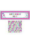 Banderín personalizable pink & teal happy bday