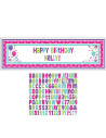 Banderín personalizable pink & teal happy bday