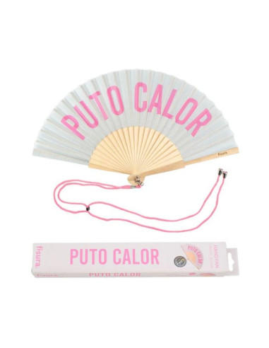 Abanico "puto calor" gris y rosa | Ducaval | Envías 24/48 horas 