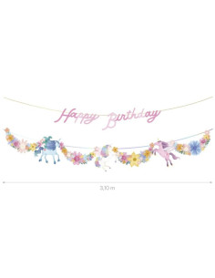 Guirnalda unicornio happy birthday 13 piezas | Ducaval | Envías 24/48