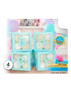 Set cajas azules para globos BABY