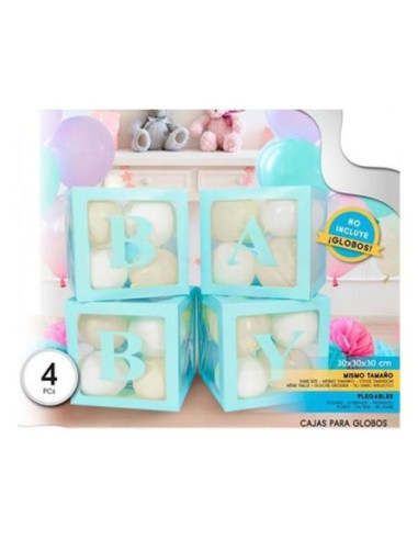 Set cajas azules para globos BABY