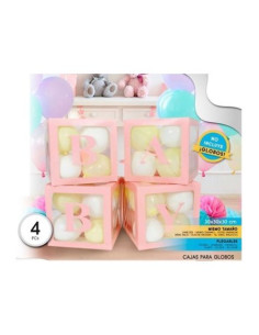 Set cajas rosas para globos BABY