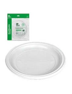 Plato llano blanco 25cm 5und reutilizable