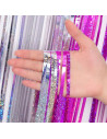 Cortina de flecos fucsia y plata 1 x 2mts