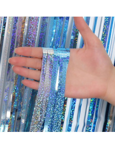 Cortina de flecos azul y plata  1 x 2mts I Ducaval I Envíos 2448hora