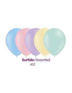 Globos 100 u 45 cm perim Colores surtidos P28 Ducaval 2448 horas