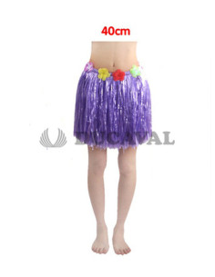  Falda Hawaiana 40cm morada | ¡Ideal para tus fiestas temáticas! 