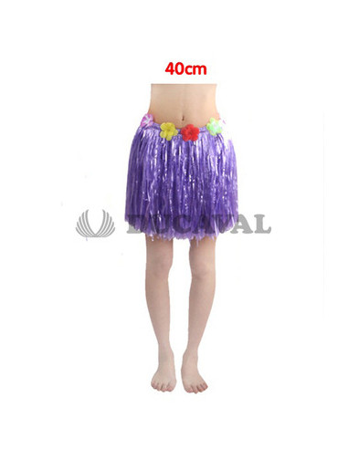  Falda Hawaiana 40cm morada | ¡Ideal para tus fiestas temáticas! 