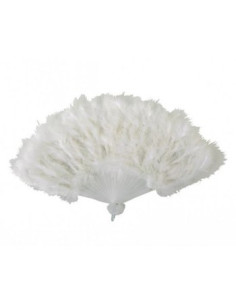 Abanico plumas blanco