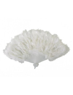 Abanico plumas blanco
