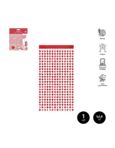 Cortina foil corazones rojos 1x1.90m 1ud | Ducaval | Envías 24/48 hor