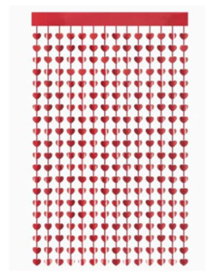 Cortina foil corazones rojos 1x1.90m 1ud | Ducaval | Envías 24/48 hor