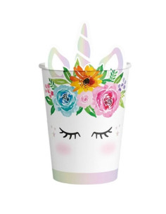 Vaso unicornio iridiscente 270cc 6 unidades | Ducaval | Envíos 24/48 