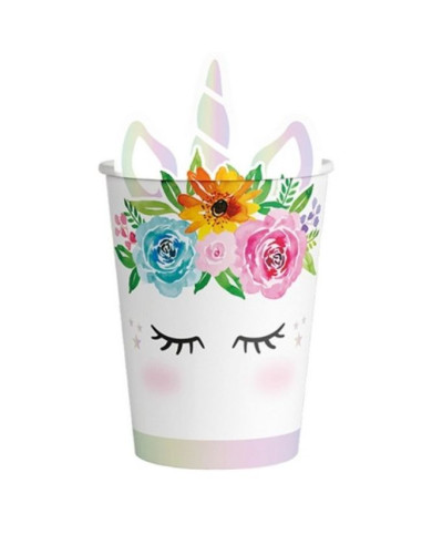 Vaso unicornio iridiscente 270cc 6 unidades | Ducaval | Envíos 24/48 