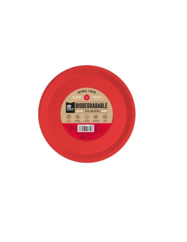 plato llano rojo BIODEGRADABLE 20.5cm 10ud | Ducaval | Envíos 24/48 h