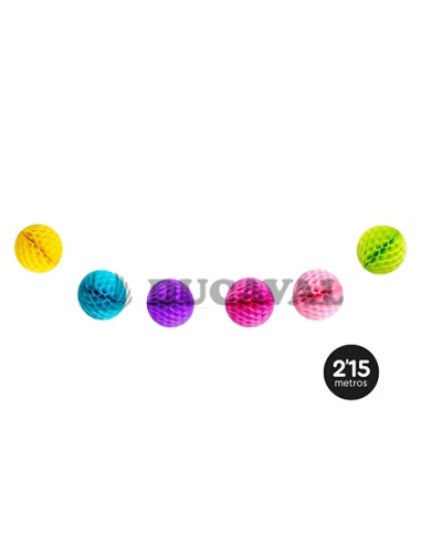 Guirnalda bolas honey combinadas multicolor 2.15mts