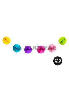 Guirnalda bolas honey combinadas multicolor 2.15mts