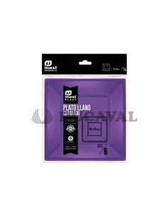 Plato llano cuadrado morado 17x17cm 6ud | Ducaval |