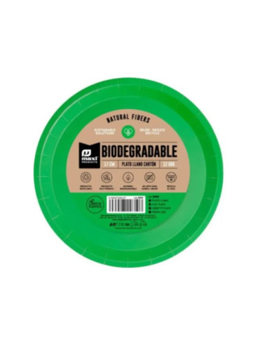 Plato llano verde BIODEGRADABLE 17cm 12ud | Ducaval | Envíos 24/48 ho