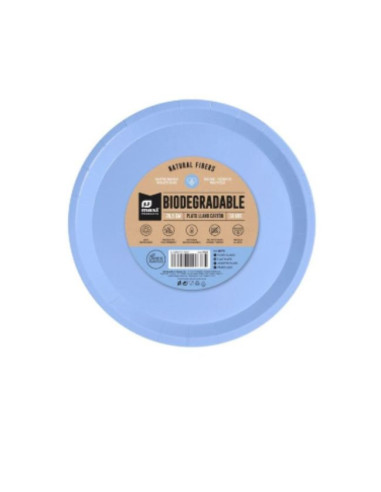 plato llano azul pastel BIODEGRADABLE 20.5cm 10ud | Ducaval | Envíos 