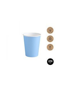 Vaso azul pastel cartón BIODEGRADABLE 270cc 10ud. Ducaval envios 244