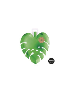 Plato llano hoja tropical verde metalizado 20x22 cm  | Ducaval | Enví