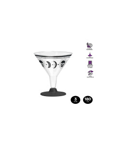 Copa cócktail calavera pie negro reutilizable 180cc 3ud | Ducaval | E