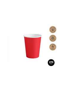 Vaso cartón rojo biodegradable 270cc 10ud | Ducaval | Envíos 24/48 ho