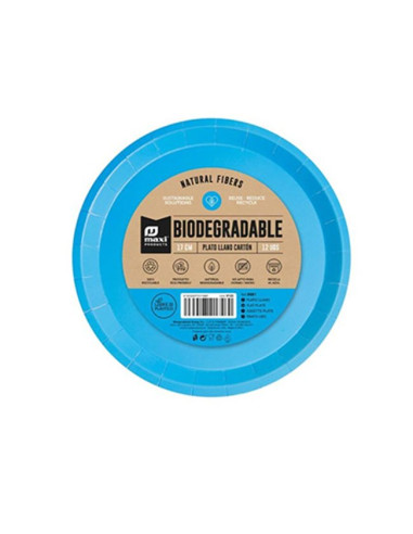 Plato llano azul BIODEGRADABLE 17cm 12ud | Ducaval | Envíos 24/48 hor
