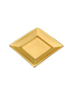 Plato cuadrado reut. oro metal  23X23CM 4UD | Ducaval | Envías 24/48 